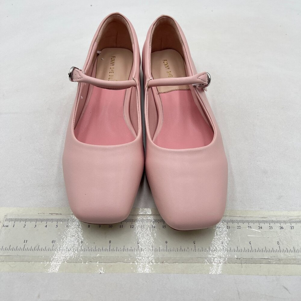 Pink Mary Jane Flats Adjustable Strap Comfortable Square Closed Toe Ballet Shoes - Picture 2 of 7